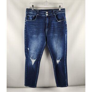 KanCan Jeans Womens 31x26 Blue High Rise Distressed Cropped Denim 128035